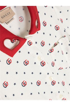 Abito stile polo in cotone bianco GUCCI KIDS | 717991XJE3F9275